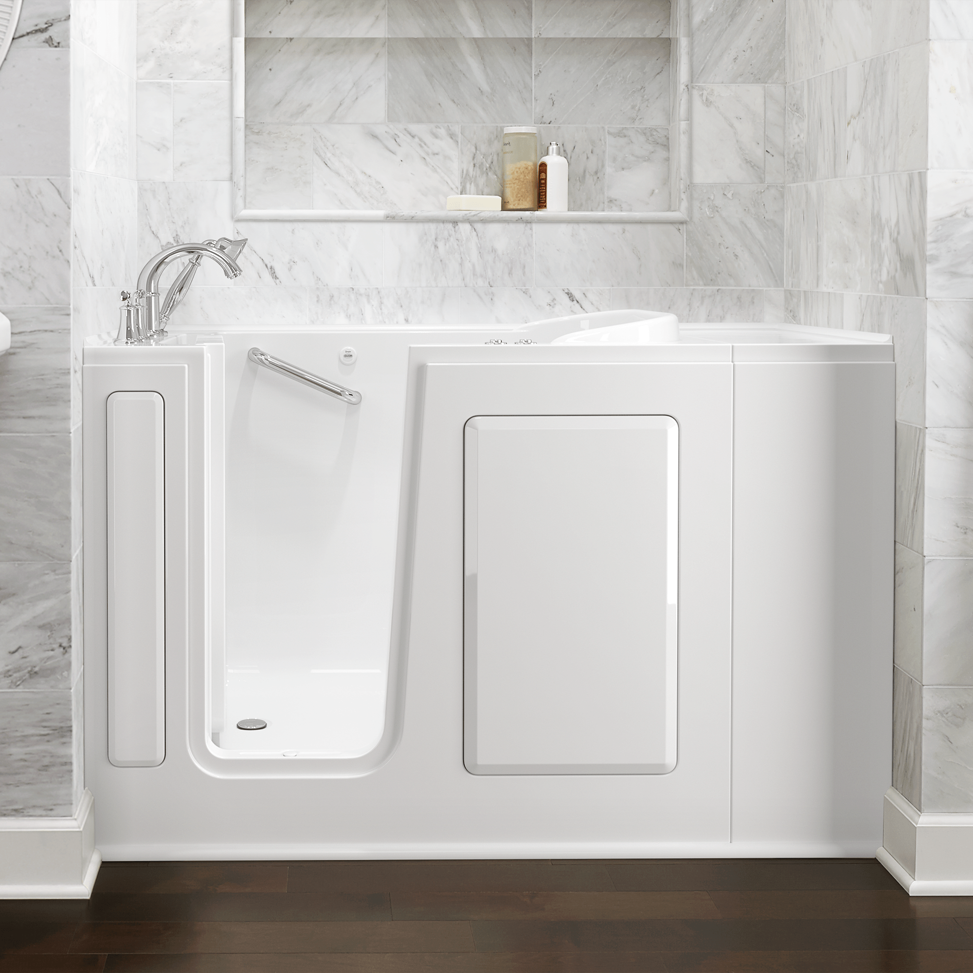 Gelcoat Value Series 28x48 Inch Walk in Bathtub with Combination Air Spa and Whirlpool Systems  Left Hand Door and Drain WIB WHITE